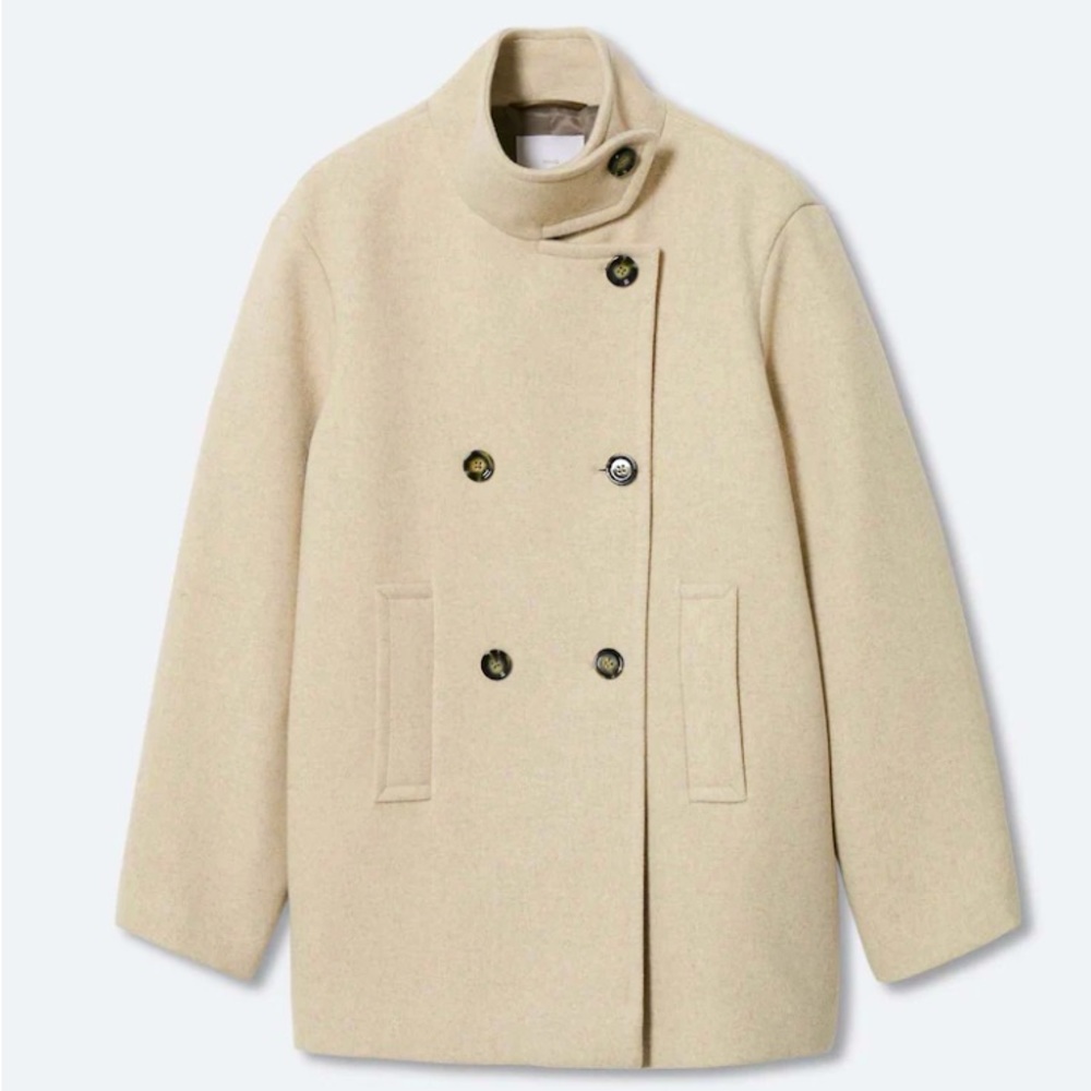 Mango wool funnel neck coat